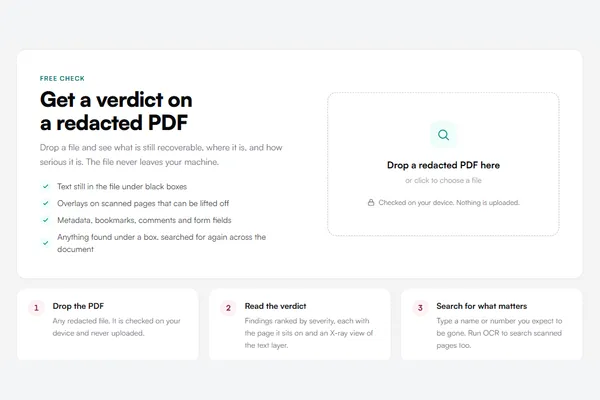 Redaction Checker: Find Out If a Redacted PDF Still Leaks