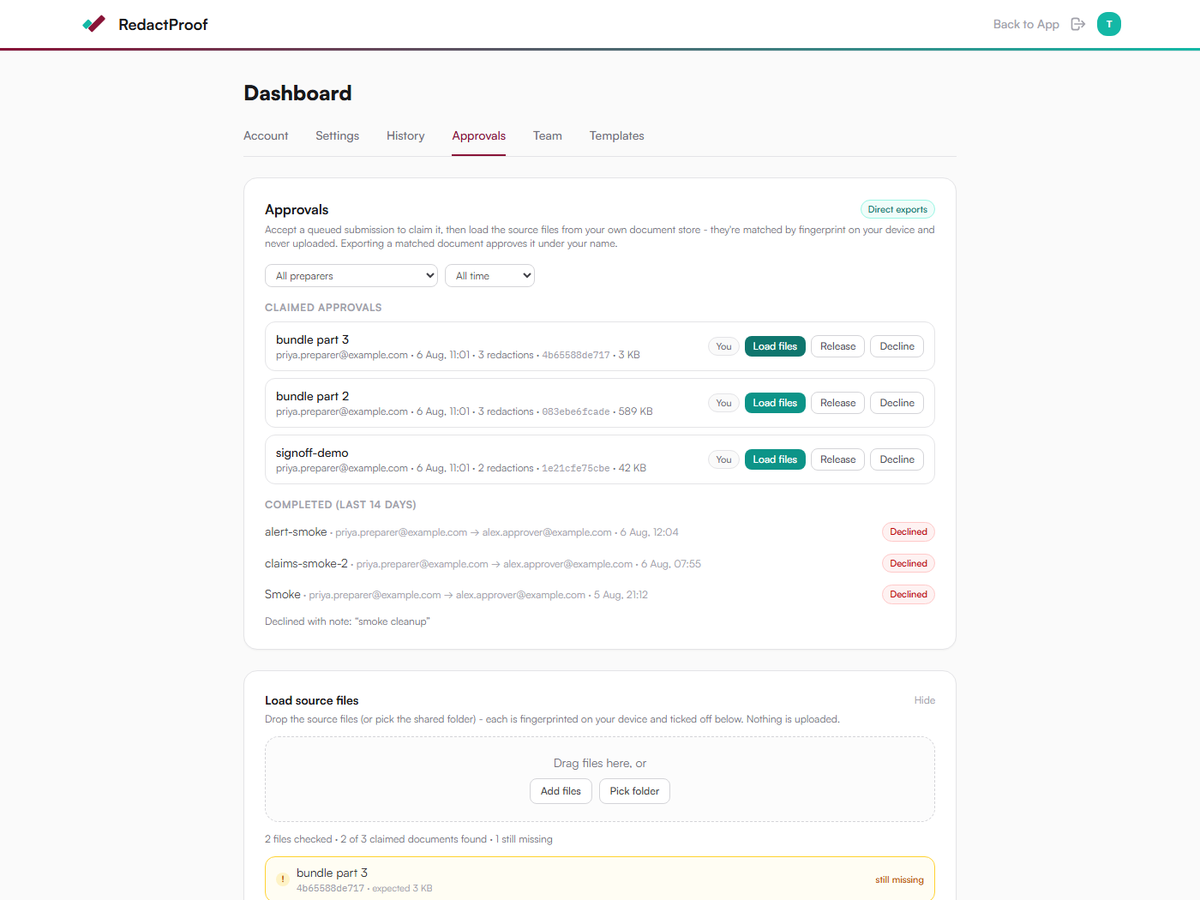 Batch pickup with two documents matched and one still missing